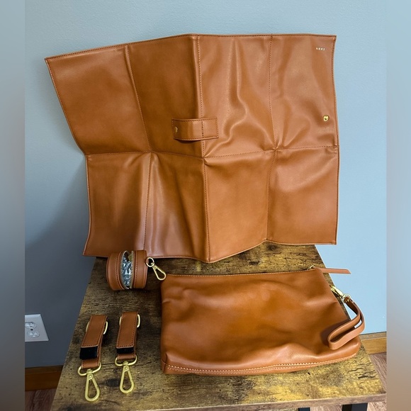 Fawn Design Brown Faux Leather Backpack Set with Gold Accents. main image 4